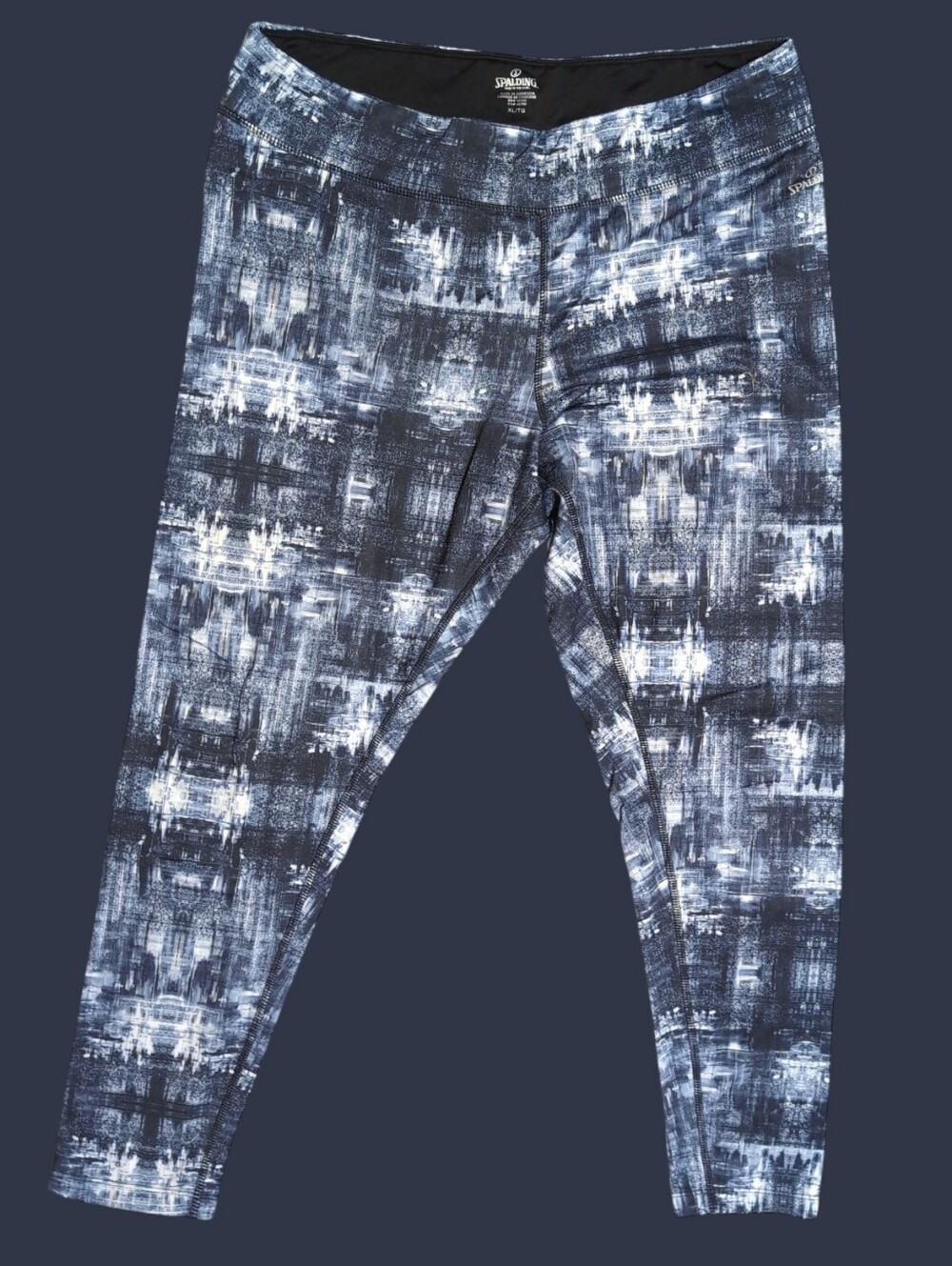 ❤️ Spalding Navy & White Abstract Athletic Leggings XL